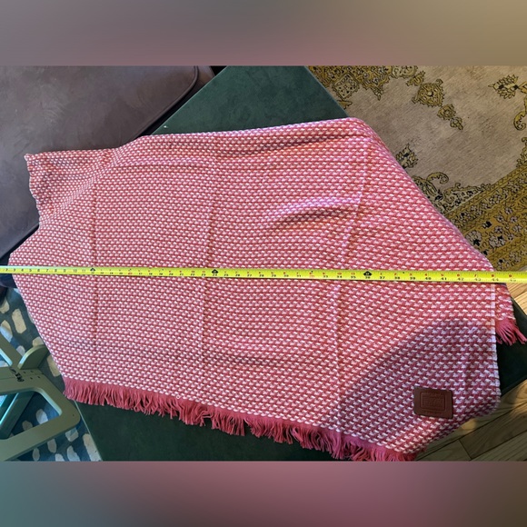 Coach Multicolored Textured Blanket Scarf in True Pink 100% Wool - Picture 2 of 7